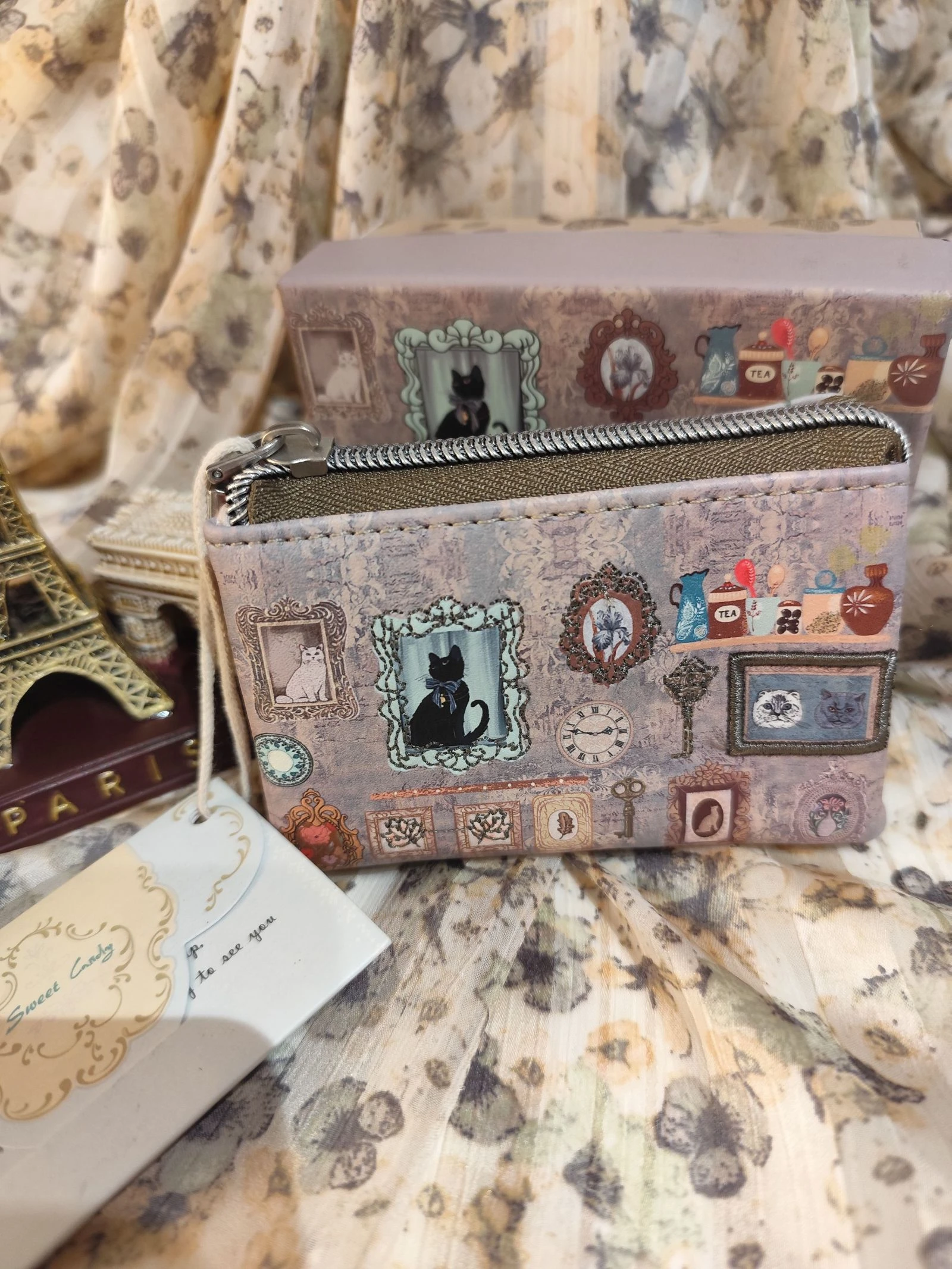Monedero porta-moedas Sweet Candy gatos verde – photo 2